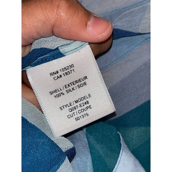 Equipment Femme Geometric Print SILK Long Sleeve Button-Up Blouse Women's XS - Picture 9 of 9